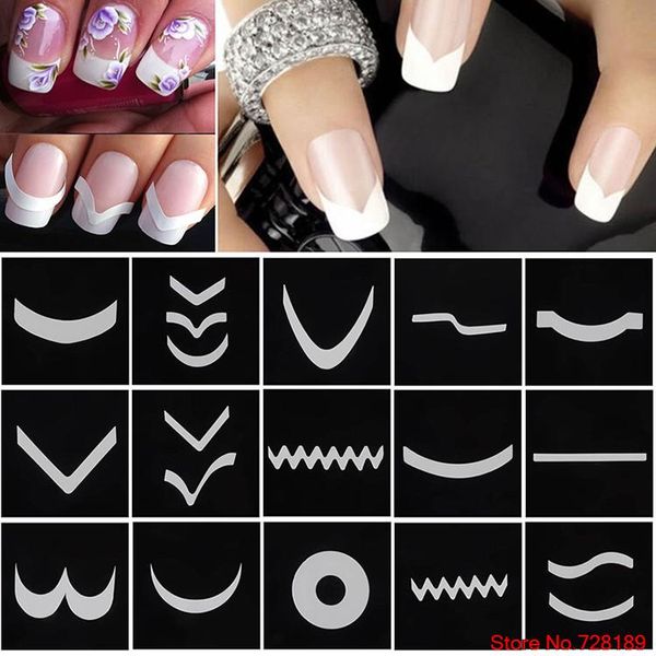 

french manicure diy nail art tips guides stickers stencil strip, Black
