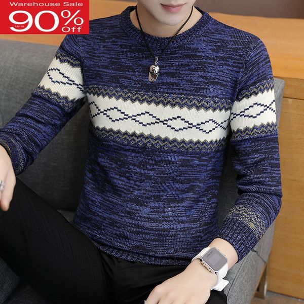 

men teenage boys 2020 new arrival autumn and winter student male knitted pullover sweater korean style selling m11, White;black