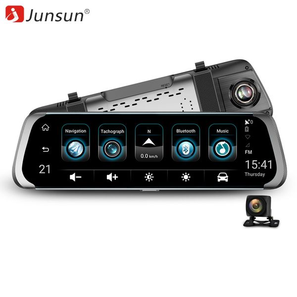 

junsun android 8.1 car dash cam camera adas mirror drive recorder dvr gps navigator auto fhd 1080p wifi video registrator