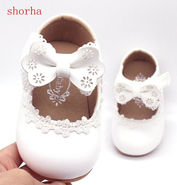 

shorha white leather shoes for baby girl bow knot girls shoes comfortable single shoe lace party shoe for kids children 1-3year, Black;grey