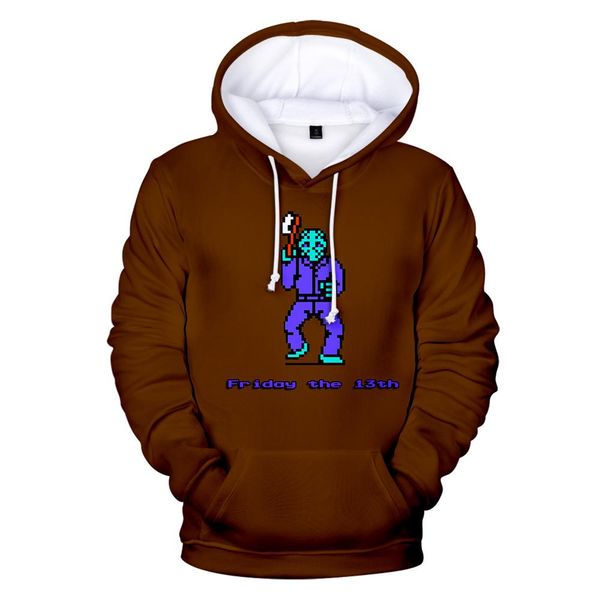 

street hip hop hoodie men and women 3d hooded sweatshirt print bloody movie friday 13 men's fashion o-neck 3d hooded sweatshirt, Black