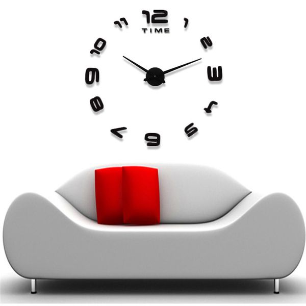 

modern large wall clock 3d mirror sticker unique big number watch diy decor sale