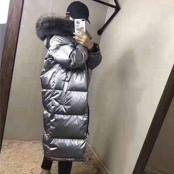 

2019 дизайнер женская теплые пальто длинные толстовки куртки новых женщин моды пальто зимы downparkas толстая леди вниз куртка яркая кожа па, Black