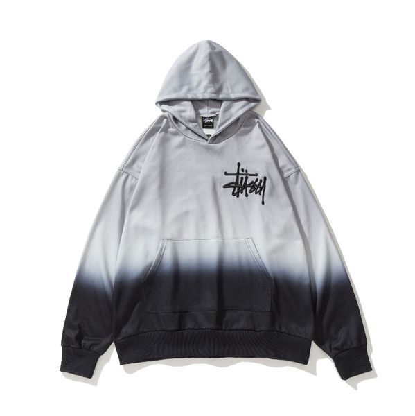 

stussys classic brand hoodie designer hoodie fashion gradient hoodie couple pullover sweater loose sweatshirt street hip hop sweater selling, Black