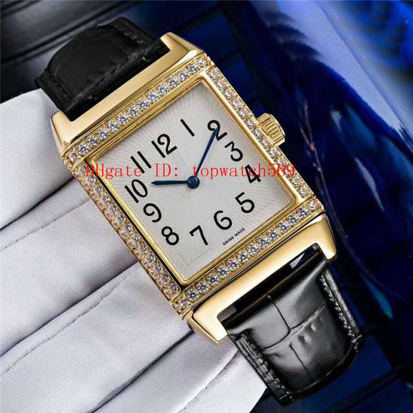 

18k gold diamond watch reverso q2788520 watch mens watch swiss automatic 21600 vph white dial sapphire transparent case back, Slivery;brown
