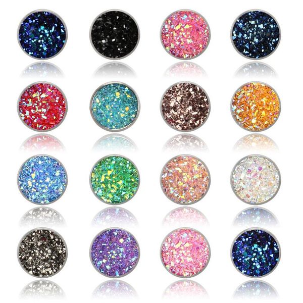 32 Styles handgefertigtes Harz Runde Meerjungfrau Druzy Ohrringe Trendy Simple Edelstahl -Tonharz -Stein -Ohrring für Lady Gift Charms Ohrringe Silber und Gold