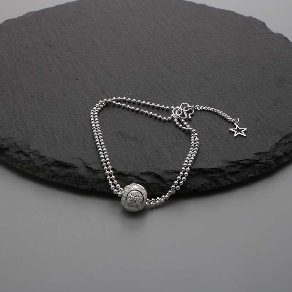 

yishi s925 sterling silver handmade ball car beads bracelet korean version simple fashion trend student bracelet, Black