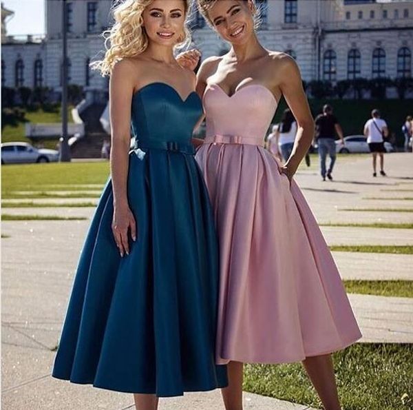 

элегантный robe de soiree короткая чайная длина розовые вечерние платья без рукавов vestido de festa a-line милая пром платья с поясом, Black;red