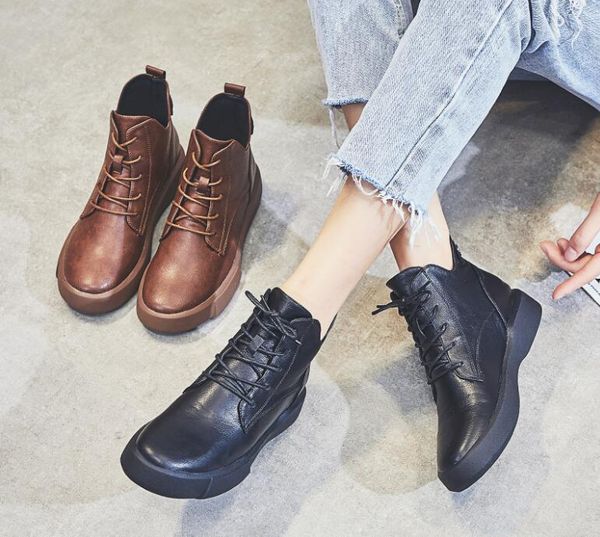 

genuine leather high-heeled breathable classic elegant fashion boots shose cancise pumps winter soft and comfortable wedges women boots, Black