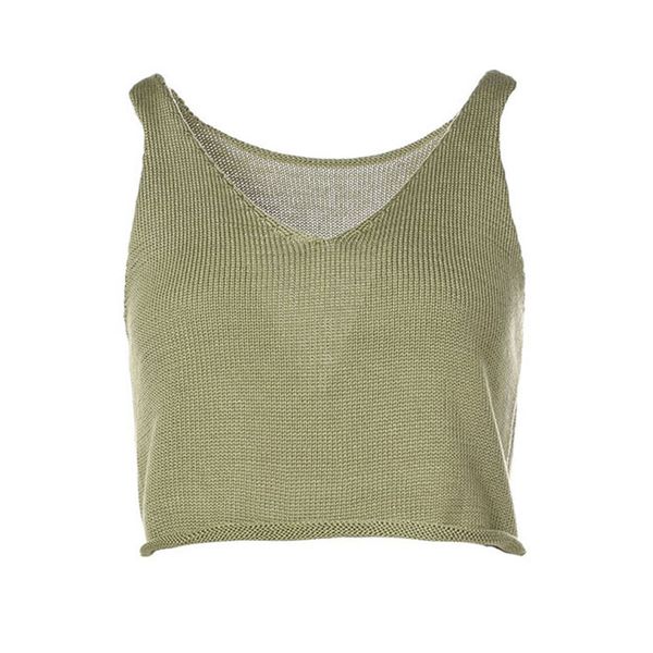 

womens plunging v-neck vest cropped wavy hem sleeveless knit shirt bottoming sweater tank summer blouse camisole, White;black