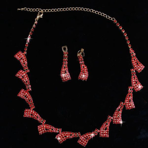 

exquisite hand-made rhinestone wedding set chain bridal jewelry two-piece10
