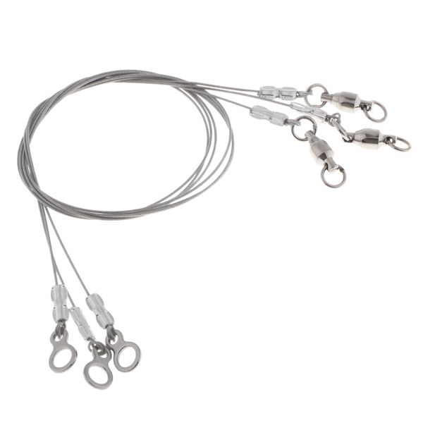 

3 pieces fishing steel wire, stainless steel fishing line leaders with swivels