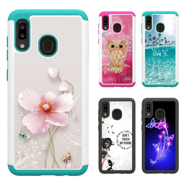 

2 in 1 hybrid armor case for samsung galaxy note10 note9 printed phone cases cover for samsung a50 a30 a20 a10e j3 j7