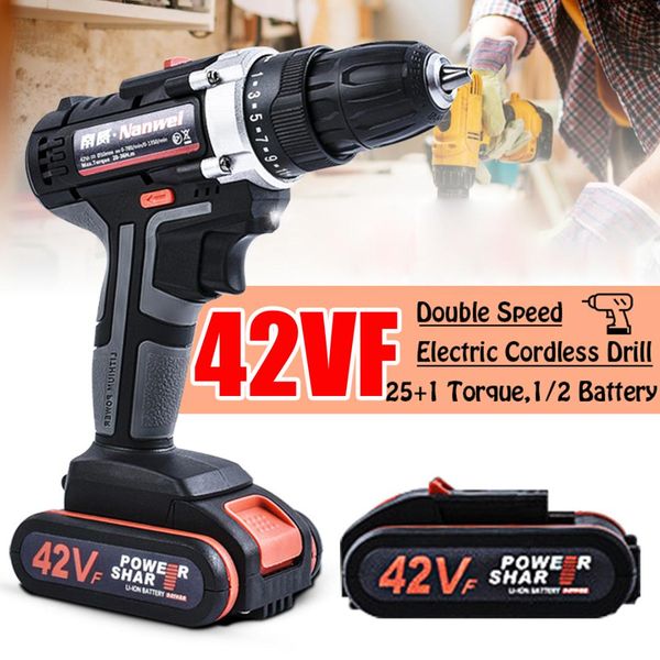

21v 6000mah rechargeable lithium battery double speed cordless drill household electric drill wrench powerful driver power tools