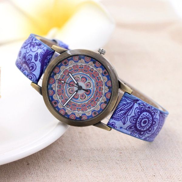 

blue and white porcelain bronze fashion casual luxury analog quartz watch with high precision gift present, Slivery;brown