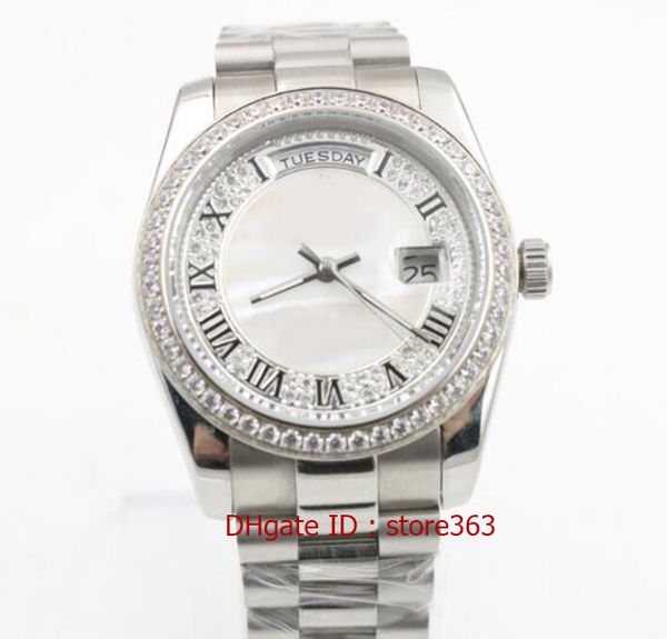 

5 styles 36mm ladies diamonds watches siliver automatic self winding women watch sapphire glass wristwatches, Slivery;brown