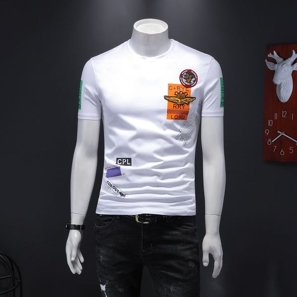 

2020 new fashion summer men's tshirt short sleeve t-shirt streetwear casual letter print loose hip hop designer mens clothing tees, White;black