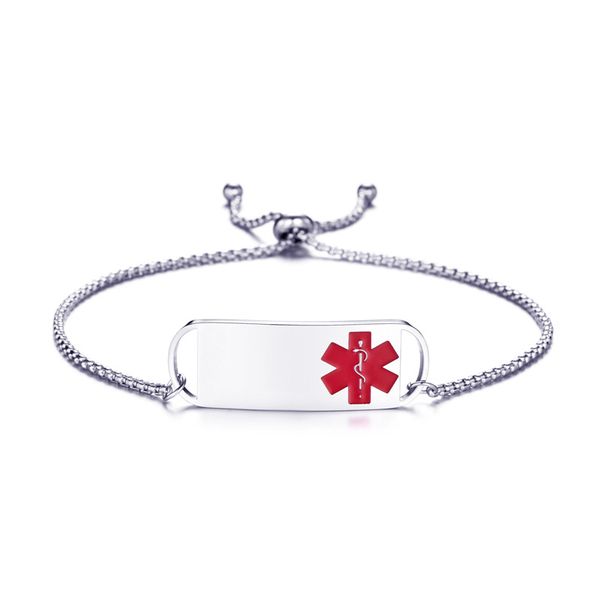 Nuovo design di lusso in acciaio inossidabile da donna ID medico Bracciale a catena Braccialetti di Natale regolabili Regali di gioielli per le donne Ragazze all'ingrosso