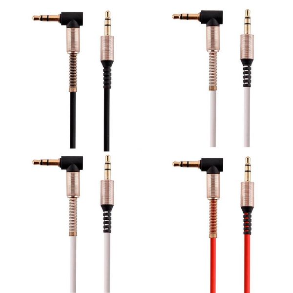 1M 3.5mm banhado a ouro de 90 graus Ângulo direito Cabos de áudio para fone de celular MP3 MP4 PC