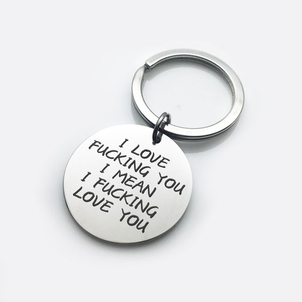 

1шт пользовательское keyring гравированные 25ммы подвеска я люблю тебя для любителей пары boyfriend girlfriend diy нержавеющей стали брелок, Silver