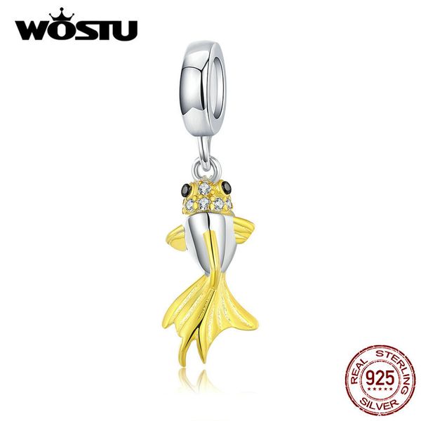 

wostu аутентичные 925 silver golden koi подвески fit оригинальные браслет кулон циркон бусины trendy 925 подарка ювелирных изделий ctc127, Bronze;silver