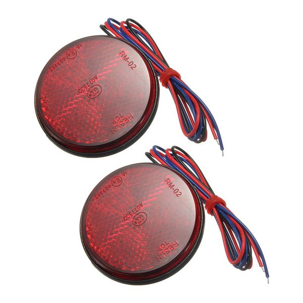 

2pc led round reflector tail brake smarker light indicator truck trailer red