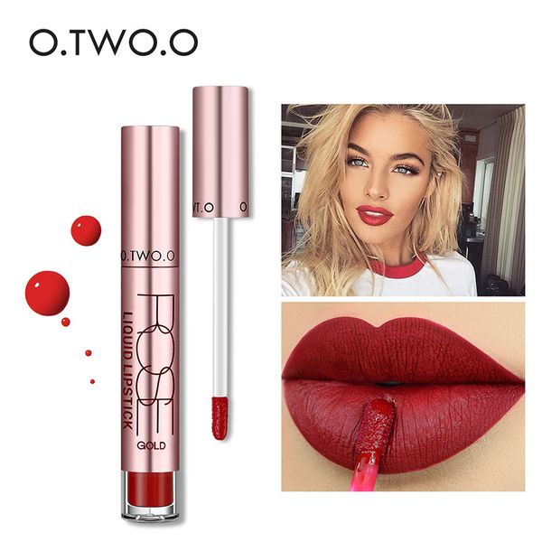 

o.two.o 12colors lipstick liquid matte moisturizer long lasting lip gloss red rouge nude velvet lipstick beauty lips makeup