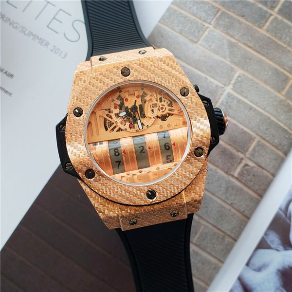 

Hot Classic Brand мужские Luxury MP-11 часы Календарь бизнес Резиновый ремешок 45MM Циферблат кв