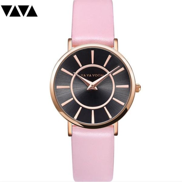 

original brand ladies watch blue leather strap pink dress analog quartz wristwatch female birthday present 2019, Slivery;brown