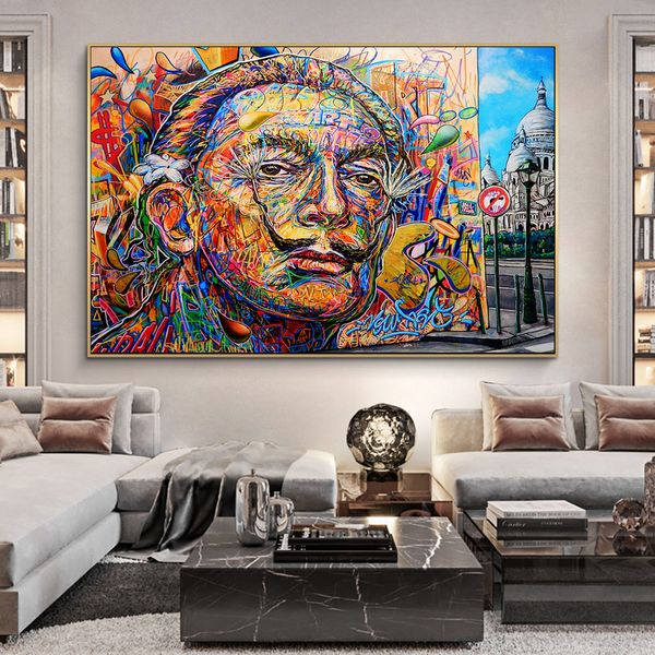 

abstract salvador dali graffiti art canvas paintings on the wall art posters and prints street art canvas pictures home decor