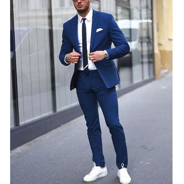 

royal blue slim fit groom wedding suits wedding tuxedo for men mens 2 pieces suits for wedding groomsmen suit, Black;gray