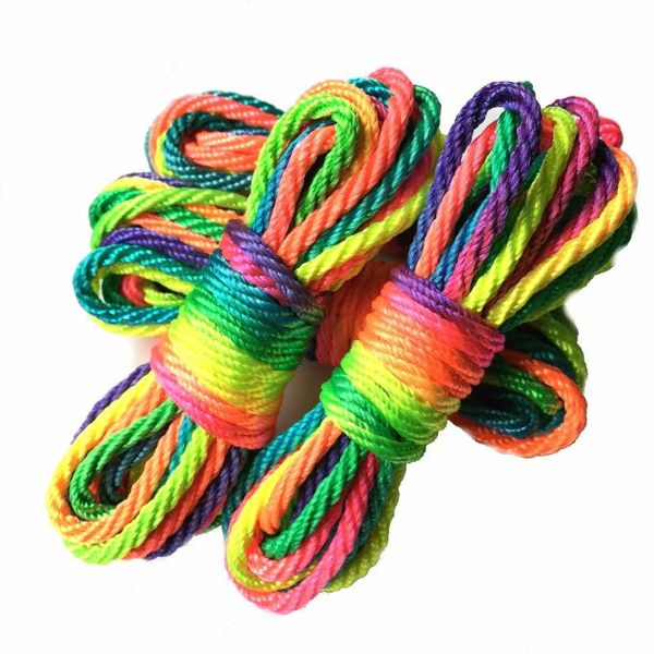 

zerzeemooy 5mm 5yard rainbow cord lanyard rope mix colouurs nylon rope, Black;white