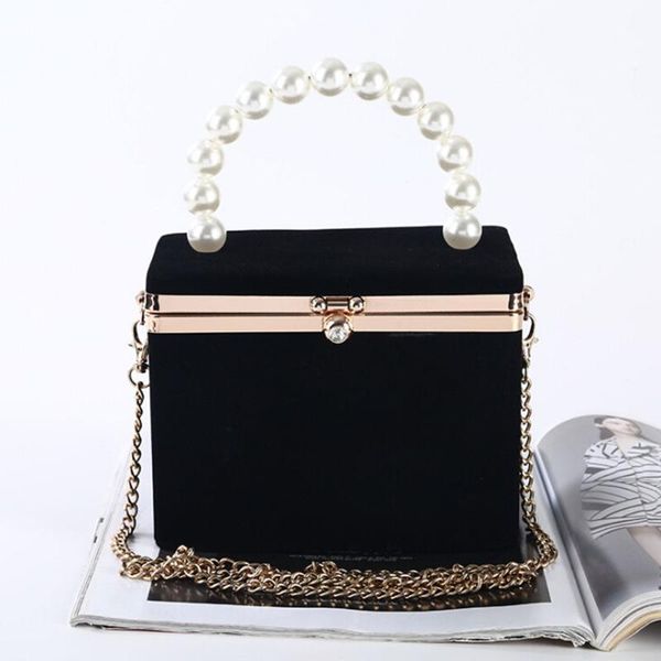 

2020 women luxury preal beaded evening clutch bags chain shoulder bags banquet purse box bag bridal metal wedding party