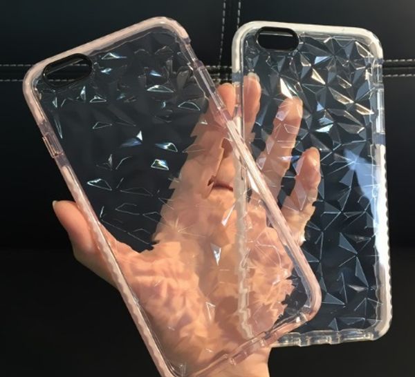 

new good diamond pattern transparent colorful tpu case shockproof cover for iphone 11promax x xs max xr 6 7 8 plus samsung s20 s8 plus
