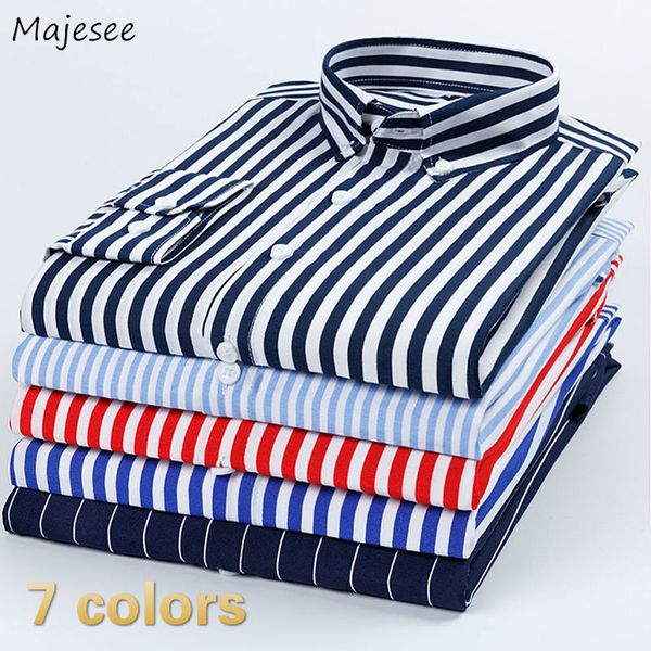 

shirts men striped large size 5xl work wear simple casual daily fashion all-match fitted chic casual soft mens top, White;black