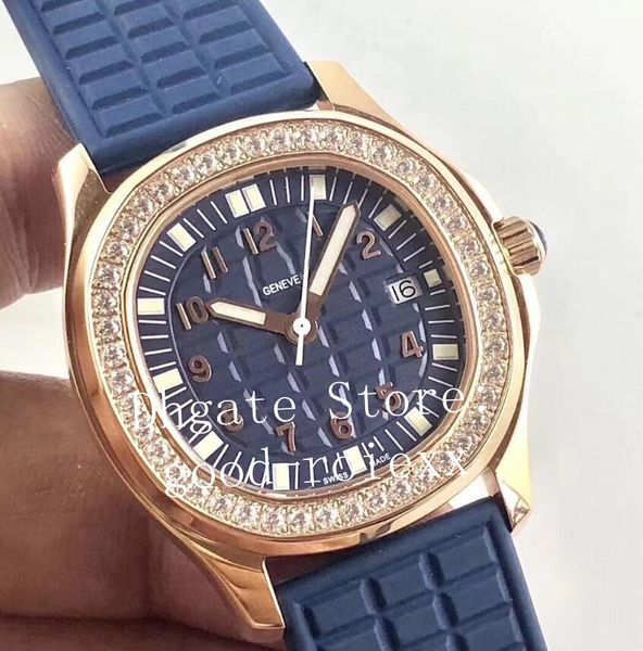 

rose gold diamond white blue gray watches women's quartz cal.e 23-250 ladys watch ladies 5068 r women ronda rubber strap, Slivery;brown