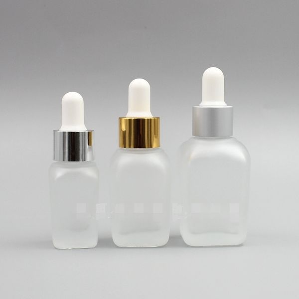 10 20 30 ml quadratische Glas-Tropfflasche mit Augenpipette, leere Frost-Aromatherapie-Flaschenbehälter für ätherische Öle