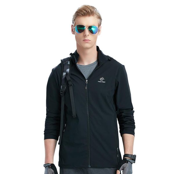

men outdoor sports jackets stretchy hiking mountain climbing jackets windproof breathable trekking coats windbreaker waterproof, Blue;black
