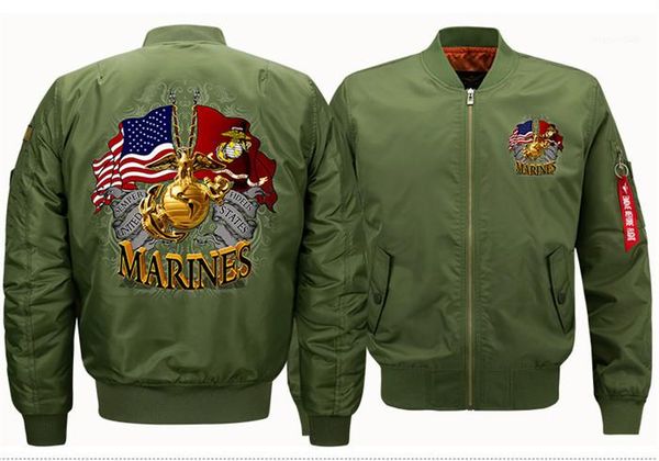 

jacket sport flight stand collar suit mens plus size casual wear designer men jacket marines print ribbons, Black;brown