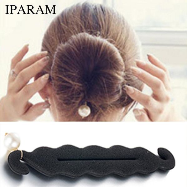 

magic hair styling twist styling bun hairdisk meatball head rubber pearl clip hair accessories for women hair braiding tool ymmvu, Black