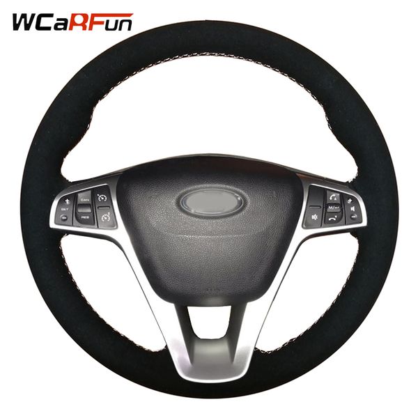 

черная замшевая крышка рулевого колеса автомобиля для lada vesta 2015 2016 2017 2018 2019 xray 2015-2019 / оплетка руля рулевого колеса