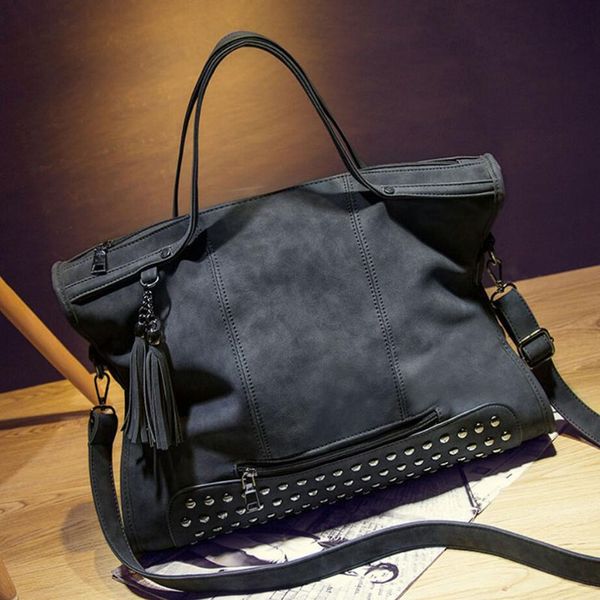 

vintage trends women handbag female studded large capacity pu leather shoulder bag tote ladies bags for women satchel travel bag