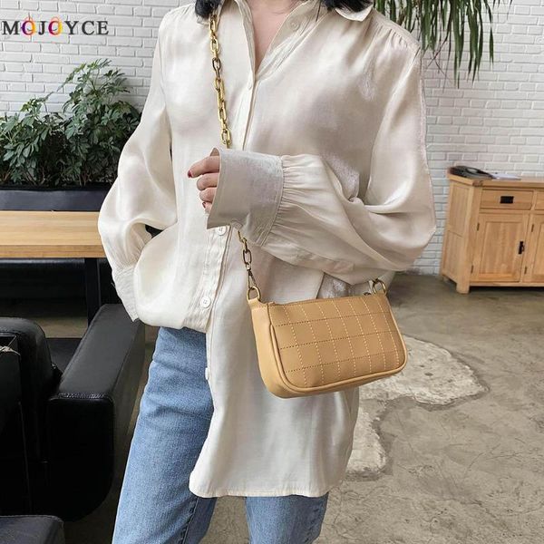 

leather underarm messenger bags women pure color chain shoulder handbags
