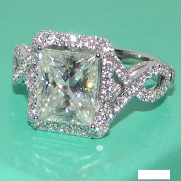 

jewelry women solitaire princess cut whit z diamonique simulated diamond 925 sterling silver wedding bridal band ring gift size 5-11