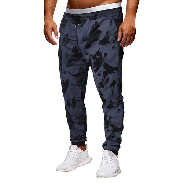 

tactical pants men splicing printed overalls casual pocket sport work casual trouser pants trousers men pantalon homme, Black
