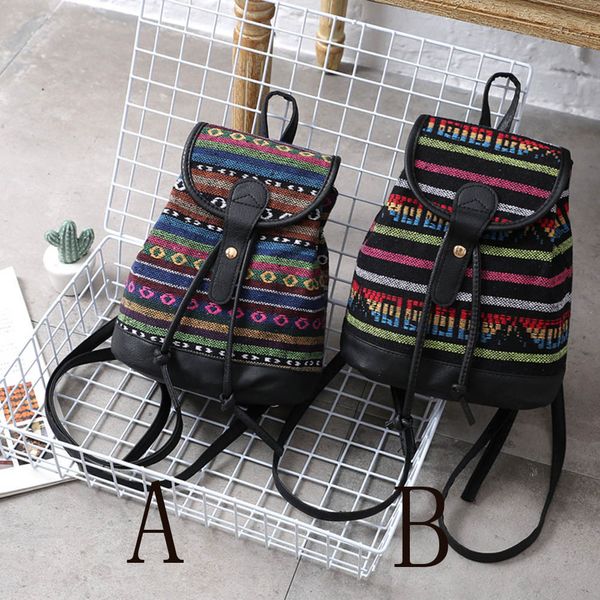 

aelicy bags for women 2019 @ women girls fashion national backpack srripe woven canvas shoulder backpack mochilas mujer dropship