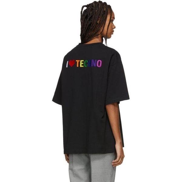 

19ss luxury designer fashion t-shirt black i love techno с коротким рукавом мужчины и женщины черно-белая футболка s~xl hfbytx277, White;black