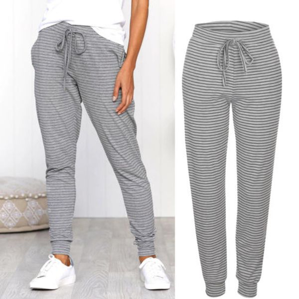 

hirigin 2019 new arrival charming women arrival high waisted soft skinny stretchy striped pants slim jeggings, Black;white