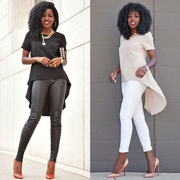 

2017 new summer plus size fashion womens loose chiffon short sleeve casual blouse, White