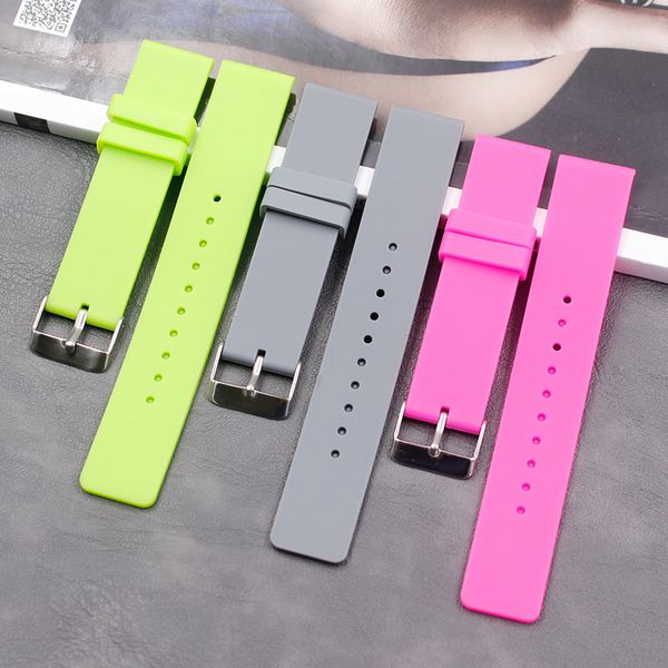 

silicone strap 20mm men and women soft sports casual waterproof natural rubber strap accessories buckle, Black;brown